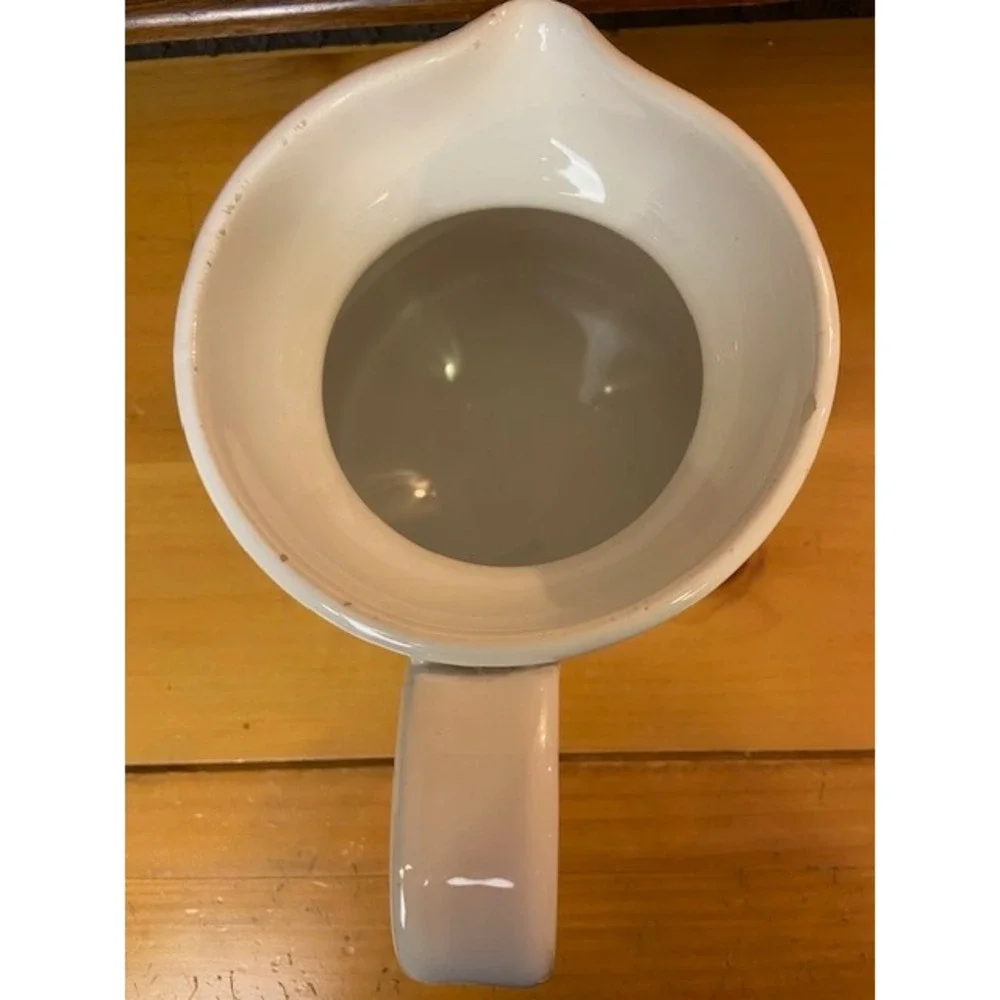 Vintage Lillian Vernon Cat in Window Ceramic Pitcher Made in Italy Blue White
